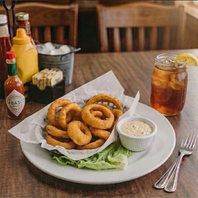 Basket of Onion Rings.