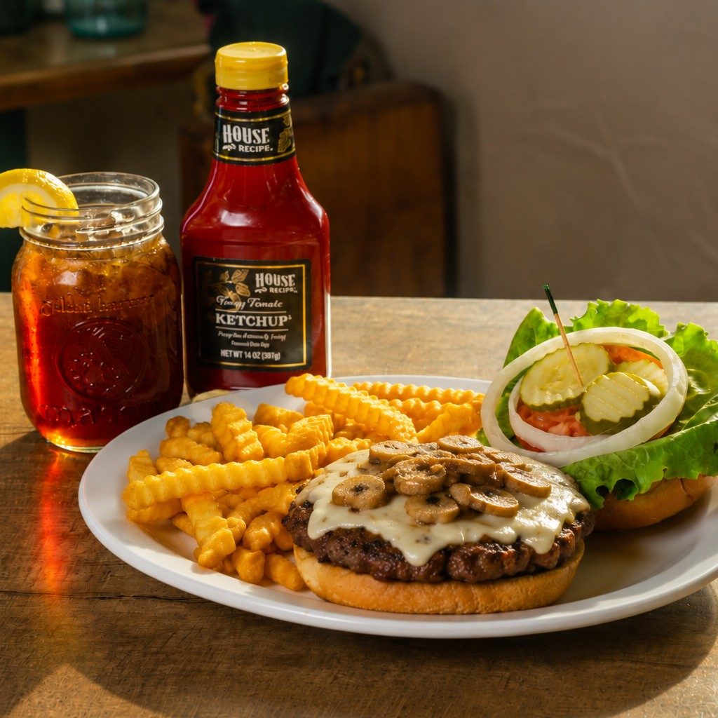 Mushroom & Swiss Burger.