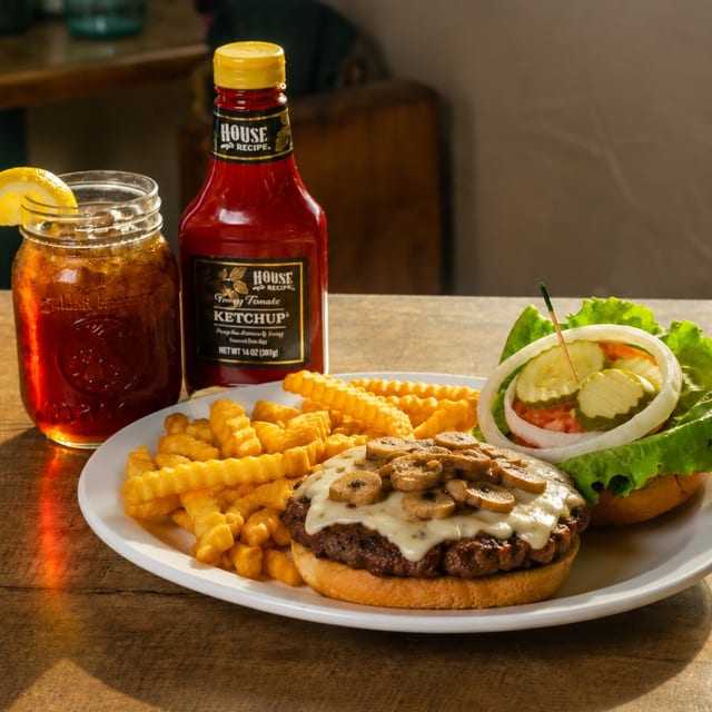 Mushroom & Swiss Burger.