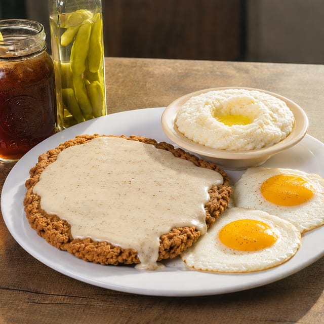 Country Fried Steak & Eggs.